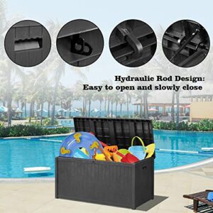 Patio Cushion Storage Box Waterproof Outdoor Deck Storage Box Lockable for Garden,Backyard,Pool,Lawn 120 -Gallons(Black)