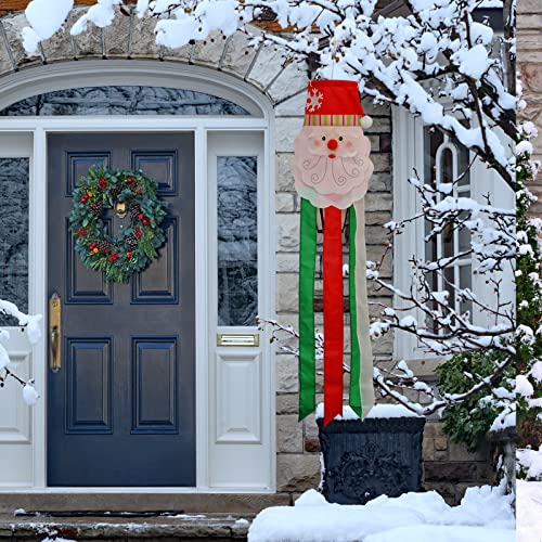 THQZLH Santa Windsock Christmas Wind Sock Hanging Santa Claus Holiday Wind Socks for Yard and Garden