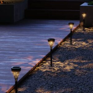 JACKYLED Solar Pathway Lights Outdoor, 6 Pack Solar Walkway Lights Outdoor Waterproof LED Garden Decorative Lighting Landscape Path Lights for Patio Sidewalk Yard Lawn Driveway Backyard, Warm White