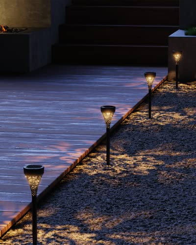 JACKYLED Solar Pathway Lights Outdoor, 6 Pack Solar Walkway Lights Outdoor Waterproof LED Garden Decorative Lighting Landscape Path Lights for Patio Sidewalk Yard Lawn Driveway Backyard, Warm White