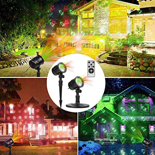 YINUO LIGHT Christmas Laser Lights, Projector Lights Landscape Spotlight Red and Green Star Show with Christmas Decorative Patterns for Indoor Outdoor Garden Patio Wall