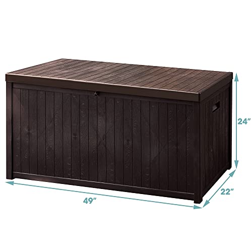 SUNVIVI OUTDOOR Patio Storage Deck Box, 120 Gallon Outdoor Deck Boxes with Handles Water-Resistant Storage Box Container for Outdoor Pillows/Cushions, Garden Tools and Pool Toys