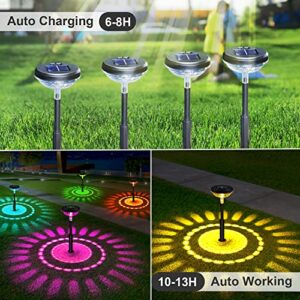 FEELIGHT Solar Pathway Lights, Garden Lights Solar Powered Waterproof IP67, Bright LED Solar Outdoor Landscape Lighting Solar Pathway Lights for Walkway Yard Backyard Lawn Landscape Decorative (4PC)