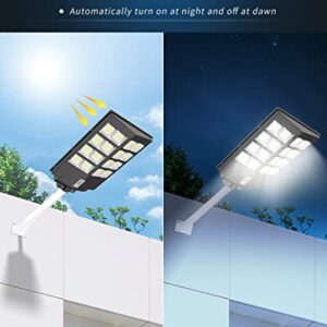 A-ZONE 800W Solar Street Lights Outdoor Waterproof, 80000LM High Brightness Dusk to Dawn LED Lamp, with Motion Sensor and Remote Control, for Parking Lot, Yard, Garden, Patio, Stadium, Piazza