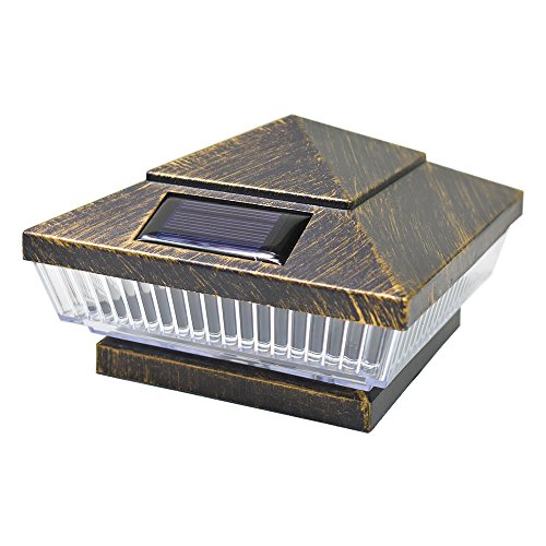 8 Pack Vintage Bronze Outdoor Garden 4 x 4 Solar 5-LED Post Deck Cap Square Fence Light Landscape Lamp PVC Vinyl Wood