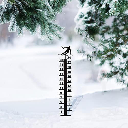 24CM Snow Meter Hand Made Metal Outdoor Garden Snow Meter Garden Decoration for Garden, Lawn, Farm, Indoor & Outdoor Use (Black)