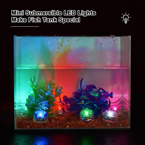 Mini Submersible Led Lights with Remote, Multicolor Underwater Tea Lights Candles, Waterproof Submersible Tea Lights Battery Operated Submersible Pool Lights for Wedding Vase Festival Party, 10pcs