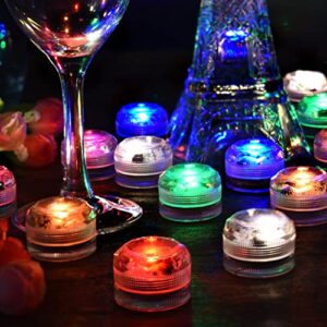 Mini Submersible Led Lights with Remote, Multicolor Underwater Tea Lights Candles, Waterproof Submersible Tea Lights Battery Operated Submersible Pool Lights for Wedding Vase Festival Party, 10pcs