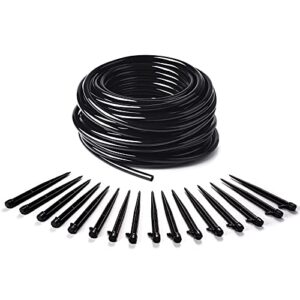 mixc 50pcs drip emitters sprayer and 50ft 1/4 inch irrigation hose, 50ft roll tubing drip, 360 degree dripper perfect for irrigation system watering kits for garden patio lawn flower bed