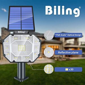 Biling Solar Spot Lights Outdoor with 12 Colors, Can Fixed Favorite Colors Solar Outdoor Lights, IP67 Waterproof Solar Landscape Lights for Yard Garden Pathway Decorations (2 Pack)