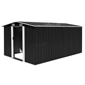 Tidyard Garden Shed with Double Sliding Doors Galvanized Steel Tool Shed Metal Pool Supplies Organizer for Patio, Backyard, Lawn, Outdoor Furniture 101.2 x 154.3 x 71.3 Inches (W x D x H)