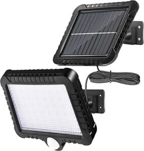 bellanny solar outdoor flood light, 6500k 56 leds dusk to dawn motion sensor light with 16.5ft cable, ip65 waterproof wall security light with separated solar panel, for indoor, outside, yard, garden