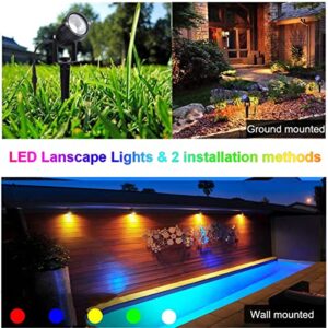 Led Landscape Lighting 12W RGB Color Changing Bluetooth App Controlled 24V Low Voltage Landscape Lights with Transformer，IP66 Waterproof Outdoor Spotlights for Trees/Pathway/Garden Lights(4Pack)