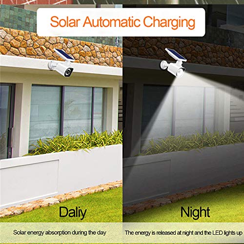 Outdoor Motion Sensor Solar Lights Dummy Decoy Fake Security Camera - 800Lumens 8 LED Spotlight 5-Watt Solar Lights Outdoor IP66 Waterproof, Wireless Solar Flood Light for Porch Garden Patio Driveway