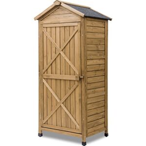 DANGRUUT Outdoor Storage Sheds, Fir Wood Tool Lockers with Workstation, Garden Wooden Arrow Shed, Organizer Cabinet for Backyard，Garden，Patio