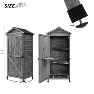 DANGRUUT Outdoor Storage Sheds, Fir Wood Tool Lockers with Workstation, Garden Wooden Arrow Shed, Organizer Cabinet for Backyard，Garden，Patio