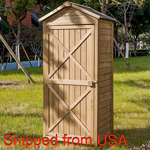 DANGRUUT Outdoor Storage Sheds, Fir Wood Tool Lockers with Workstation, Garden Wooden Arrow Shed, Organizer Cabinet for Backyard，Garden，Patio