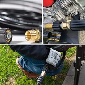 3/8" Quick Connection Pressure Washer Hose Kit, M22-14MM to 3/8 Quick Connect Set, 1/4" X 50 FT, 3200 PSI Power Washer Hose