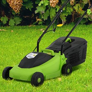 electric lawn mower corded push mower with 12 amp, 13 inch lawnmower with 3 adjustable cutting heights and collection box included for yard, lawn and garden care