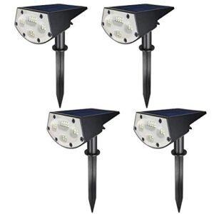 wbm smart 20 leds solar landscape spotlights, ip67 waterproof, 2-in-1 wireless outdoor security lights for yard garden driveway porch walkway pool patio, 4 pack