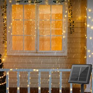 Solar String Lights Outdoor Waterproof, 4 Packs Each 66 Ft 200 LED Solar Fairy Lights with 8 Modes, Twinkle Solar Powered Outdoor Lights for Patio Yard Trees Wedding Christmas, Warm White