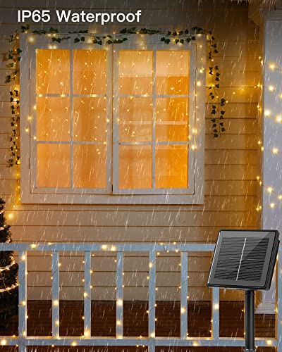 Solar String Lights Outdoor Waterproof, 4 Packs Each 66 Ft 200 LED Solar Fairy Lights with 8 Modes, Twinkle Solar Powered Outdoor Lights for Patio Yard Trees Wedding Christmas, Warm White