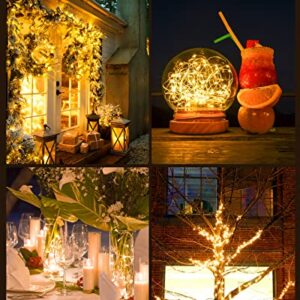 Solar String Lights Outdoor Waterproof, 4 Packs Each 66 Ft 200 LED Solar Fairy Lights with 8 Modes, Twinkle Solar Powered Outdoor Lights for Patio Yard Trees Wedding Christmas, Warm White