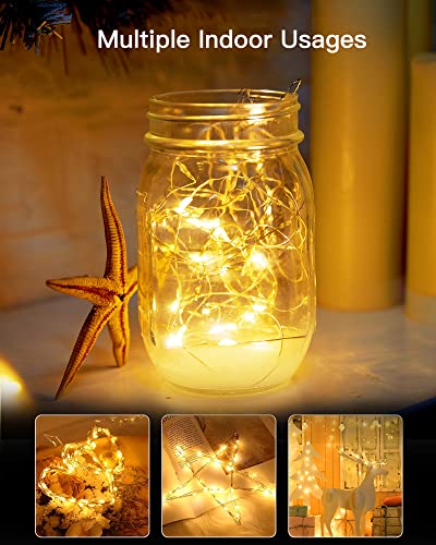 Solar String Lights Outdoor Waterproof, 4 Packs Each 66 Ft 200 LED Solar Fairy Lights with 8 Modes, Twinkle Solar Powered Outdoor Lights for Patio Yard Trees Wedding Christmas, Warm White