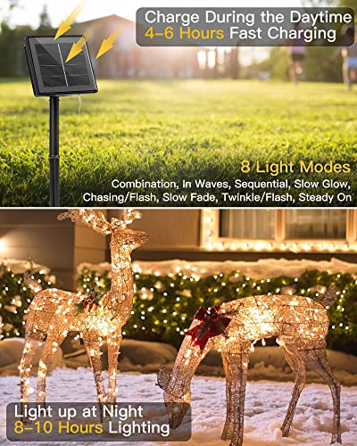 Solar String Lights Outdoor Waterproof, 4 Packs Each 66 Ft 200 LED Solar Fairy Lights with 8 Modes, Twinkle Solar Powered Outdoor Lights for Patio Yard Trees Wedding Christmas, Warm White