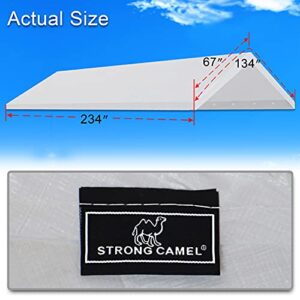 Strong Camel 10 x 20-Feet Carport Replacement Top Canopy Cover for Tent Outdoor Canopy Garden Gazebo Garage Shelter Cover with Ball Bungees White (Only Cover, Frame is not Included)