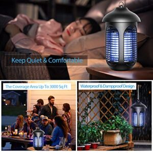 Bug Zapper Outdoor, 4800V Electric Mosquito Killer, Waterproof Mosquito Zapper Insect Fly Trap with Attractant