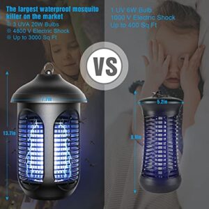 Bug Zapper Outdoor, 4800V Electric Mosquito Killer, Waterproof Mosquito Zapper Insect Fly Trap with Attractant