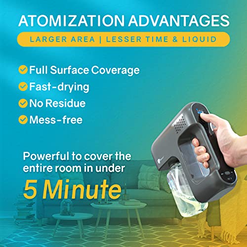 airDefender Disinfectant Fogger Sanitizer Spray Machine - Cordless Electric Atomizer Sprayer Gun for Home, Offices, Garden, Gym, School, Restaurants