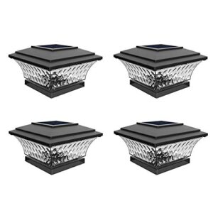 huyieno solar post cap lights outdoor led lighting deck fence cap light two light modes warm white/bright white suitable for 4×4 wooden posts black 4pk