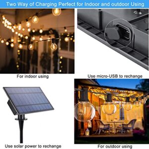 Lomotech Solar String Lights Outdoor, 32ft 25 LED Bulbs Globe Patio Sting Lights with 1 Spare Bulb, Waterproof Hanging Lights Outdoor for Yard, Gazebo, Porch, Cafe, Bistro, Garden (Plastic Bulb)