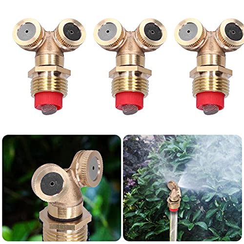 Cosiki Water Spray Head, 3Pcs Brass Garden Spray Nozzle for Watering for Gardens for Flowers Greenhouses for Greenhouses