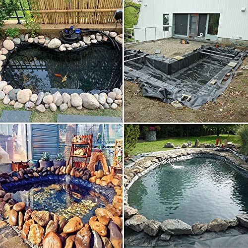 MAPORCH Upgraded 16.5 x 26.5FT Reinforced Polyethylene Fish Pond Liner with 24 Mils Thickness, Black Pond Skins Liner for Fish Koi Pond, Garden Pool and Irrigation Pond