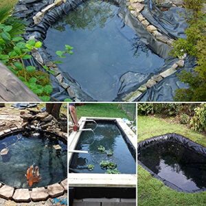 MAPORCH Upgraded 16.5 x 26.5FT Reinforced Polyethylene Fish Pond Liner with 24 Mils Thickness, Black Pond Skins Liner for Fish Koi Pond, Garden Pool and Irrigation Pond