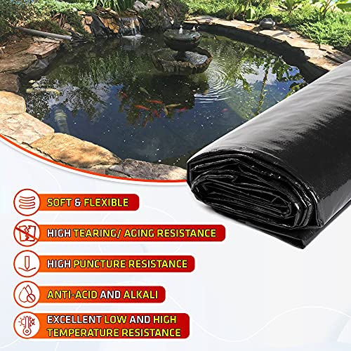 MAPORCH Upgraded 16.5 x 26.5FT Reinforced Polyethylene Fish Pond Liner with 24 Mils Thickness, Black Pond Skins Liner for Fish Koi Pond, Garden Pool and Irrigation Pond