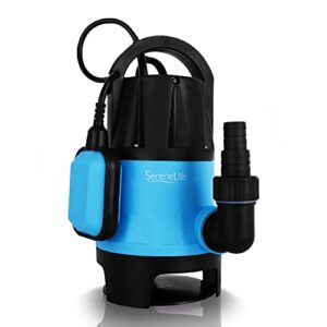 serenelifehome 400w submersible sump pump clean dirty water powerful utility pump auto float switch,16 ft. cord, basement, yard, swimming pool, pond, flooded area, garden or flat hose