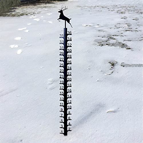 36 Inches Iron Art Snow Gauge, Handmade Metal Snow Depth Measuring Stick Outdoor, Iron Snow Gauge Snow Measuring Device Garden Stakes Winter Decorations Outdoor Yard (Reindeer)