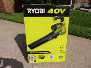 ryobi 40v 110 mph 525 cfm cordless battery variable-speed jet fan leaf blower with 4.0 ah battery and charger