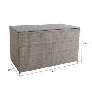 Royal Garden 230 Gal Extra Large Wicker Furniture Deck Storage Box for Indoor Outdoor Use, Storage for Cushions, Pillows, Patio, and Pool Accessories w/ Pneumatic Hinges and Internal Liner (Gray)