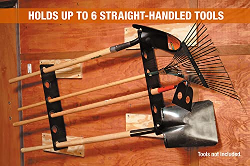 Buyers Products LT37 Hand Rack for Enclosed Landscaping Truck Trailers & Garage or Shed Walls Holds 6 Tools for Shovels, Rakes, Hoes, Heavy Duty Steel, Oversize, Black