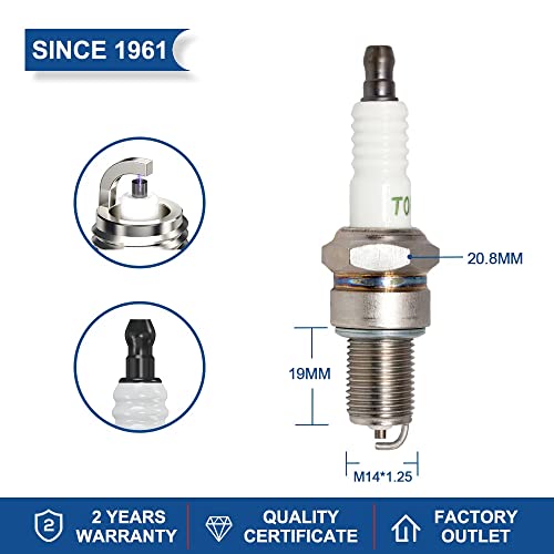 TORCH F6TC Spark Plug 131-047 Replace for NGK BP6ES Spark Plug, for Bosch W6D Spark Plug, for CHAMPION N9YC Spark Plug, for Honda GX140 GX160 GX200 5.5hp 6.5hp Engine Generator, OEM, ea