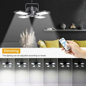 Solar Pendant Light Outdoor/Indoor, 128 LED 1000LM Solar Shed Light 4-Leaf 120° Adjustable Motion Sensor Solar Light with Remote, IP65 Waterproof Solar Security Light for Garage Garden Gazebo Porch