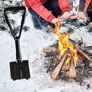 Behandy Folding Shovel, Collapsible Shovel for Car Snow, Camping Shovel and Pickax, Military Entrenching Tool for Gardening, Camping, Digging Dirt, Sand, Snow, Off Road, Portable Car Emergency kit