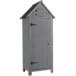 outdoor storage cabinet tool shed wooden garden shed (gray)