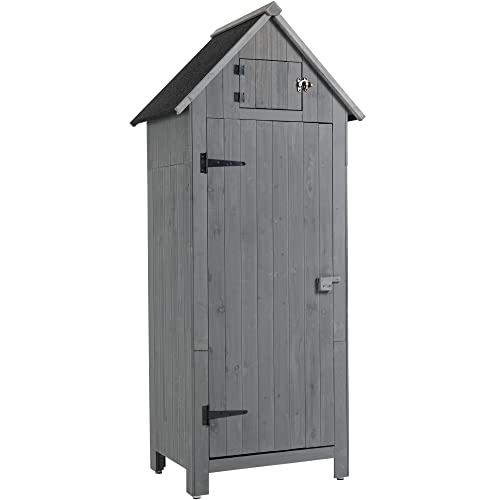 Outdoor Storage Cabinet Tool Shed Wooden Garden Shed (Gray)