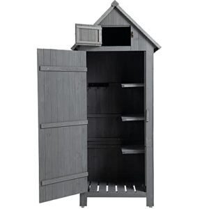 Outdoor Storage Cabinet Tool Shed Wooden Garden Shed (Gray)